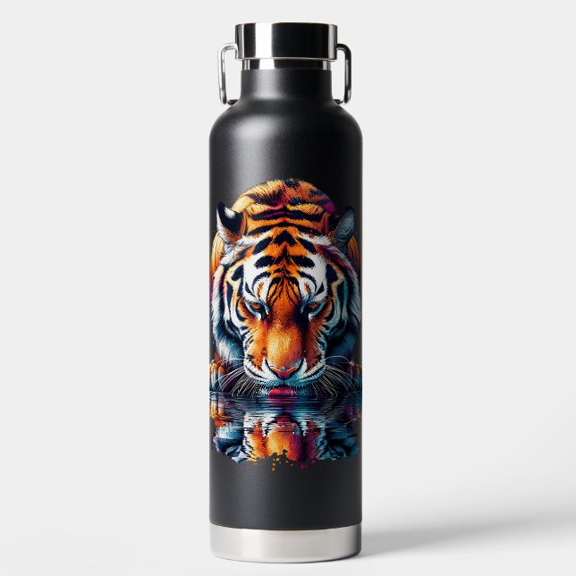 Reflection of Tiger Drinking Water  Bottle (Front)
