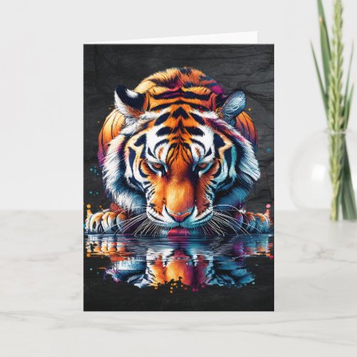 Reflection of Tiger Drinking Water  Card