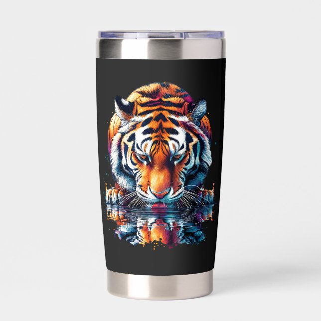 Reflection of Tiger Drinking Water  Insulated Tumbler (Front)