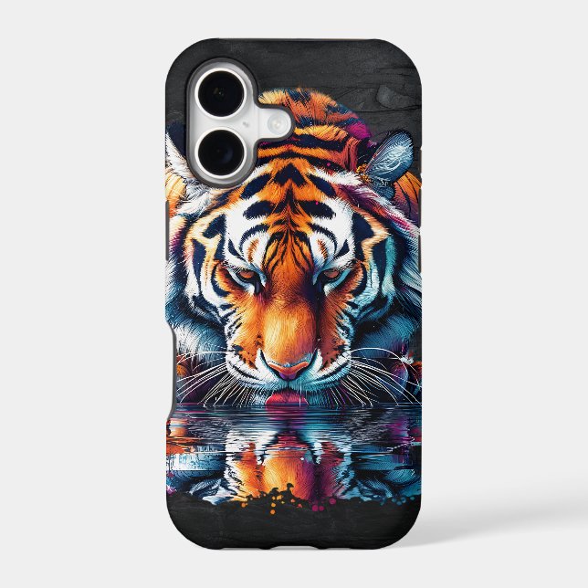 Reflection of Tiger Drinking Water Iphone Case (Back)