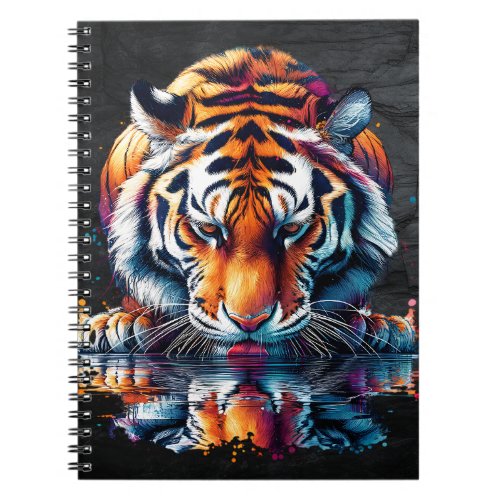 Reflection of Tiger Drinking Water Notebook