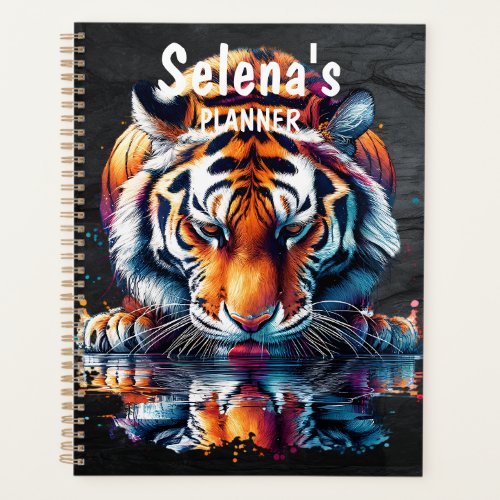Reflection of Tiger Drinking Water Personalized Planner