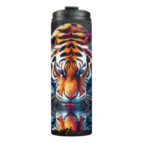 Reflection of Tiger Drinking Water  Thermal Tumbler