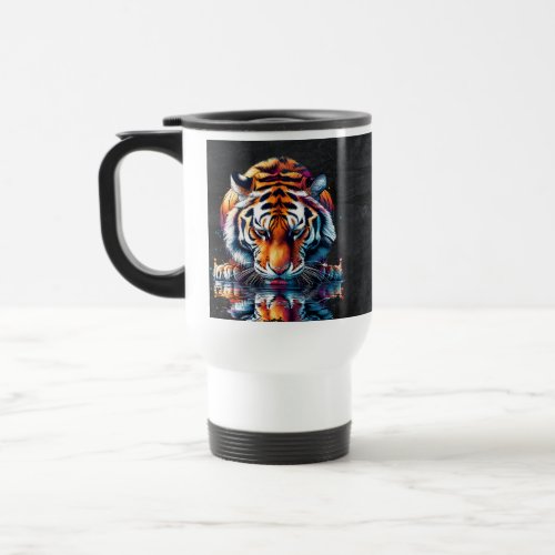 Reflection of Tiger Drinking Water  Travel Mug