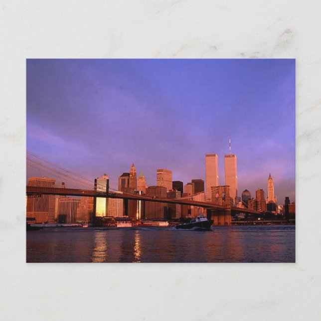 Reflection PC Twin Towers World Trade Center NYC Postcard (Front)