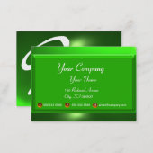 REFLECTIONS 2 EMERALD  monogram white green Business Card (Front/Back)