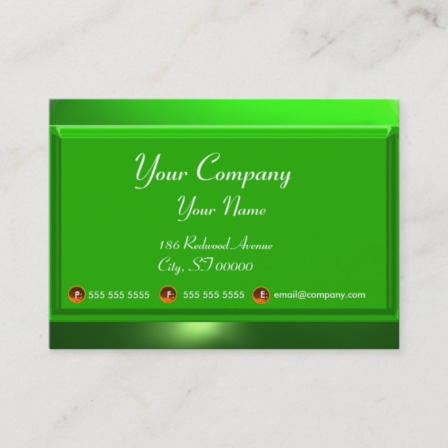 REFLECTIONS 2 EMERALD  monogram white green Business Card (Front)