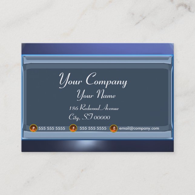 REFLECTIONS 2 TOPAZ monogram white black blue Business Card (Front)
