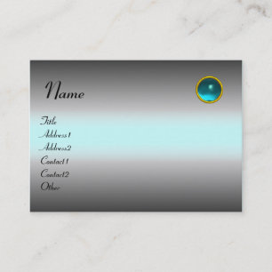 REFLECTIONS AQUAMARINE MONOGRAM, grey white blue Business Card