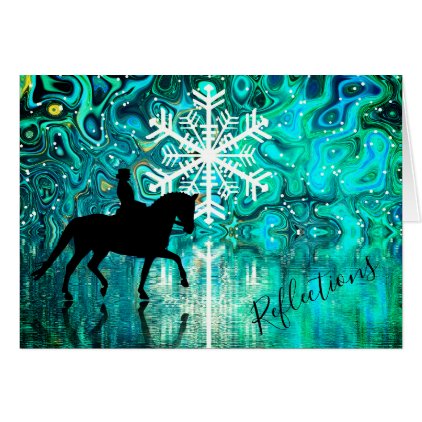 Reflections Dressage Horse, Rider Winter Snowflake Card