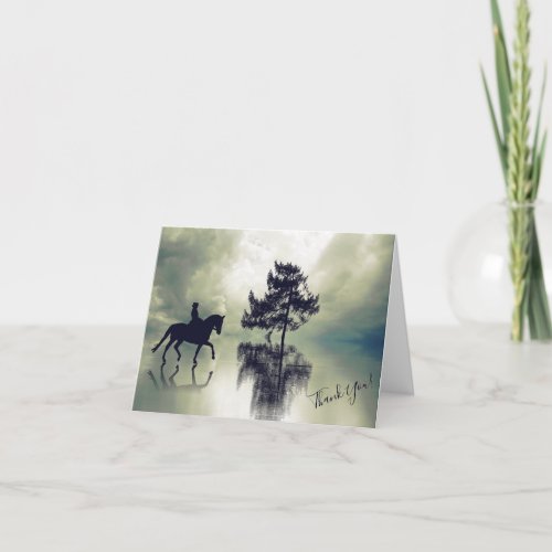 Reflections Dressage Stormy Weather and Tree Horse Thank You Card