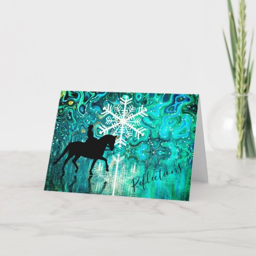 Reflections Dressage Winter Snowflake Horse Holiday Card