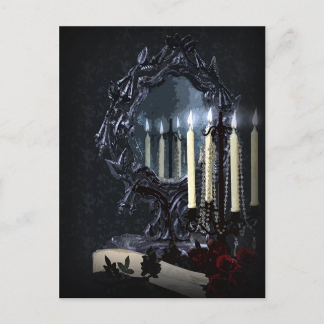 Reflections Gothic Fantasy Wedding Shower Invitati Invitation Postcard (Front)