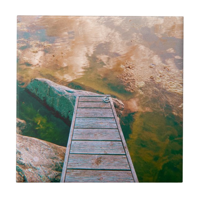 Reflections in the swedish archipelago ceramic tile (Front)
