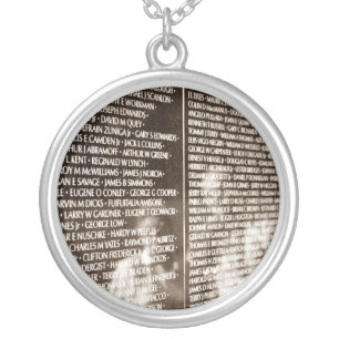 Reflections In The Vietnam Veteran's Memorial Wall Silver Plated Necklace