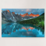 Reflections Moraine Lake Banff National Park Jigsaw Puzzle<br><div class="desc">This stunning jigsaw puzzle features colorful reflections of the mountains on the water of Moraine Lake in the Banff National Park,  Canada. #morainelake #lake #moraine #banff #nattionalpark #canada #scenic #travel #vacation #outdoors #mountains #alberta #jigsaw #jigsawpuzzles #puzzles #games #fun #stockingstuffers #secretsanta #gifts#reflections #landscape #nature #gift</div>