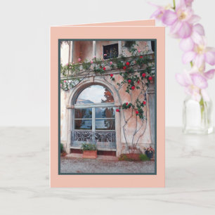 REFLECTIONS OF LAKE IN WINDOW/ LAKE COMO CARD