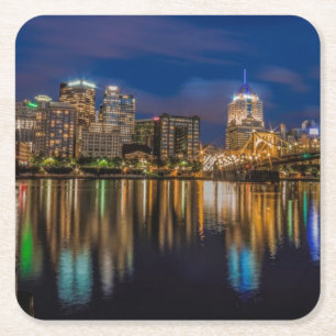 Reflections of Pittsburgh Square Paper Coaster