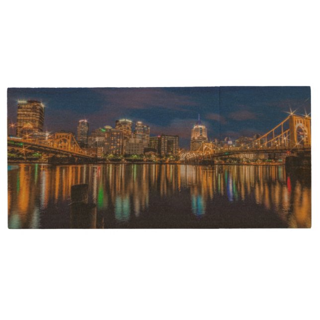Reflections of Pittsburgh Wood USB Flash Drive (Front)