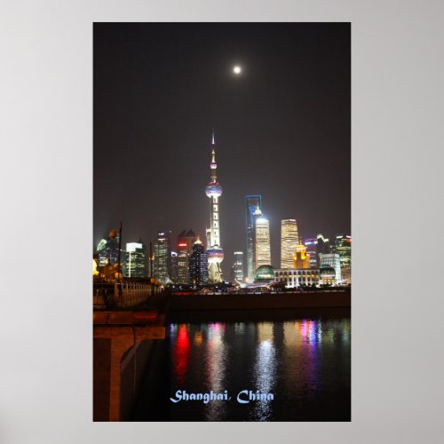 Reflections of Shanghai at Night Poster