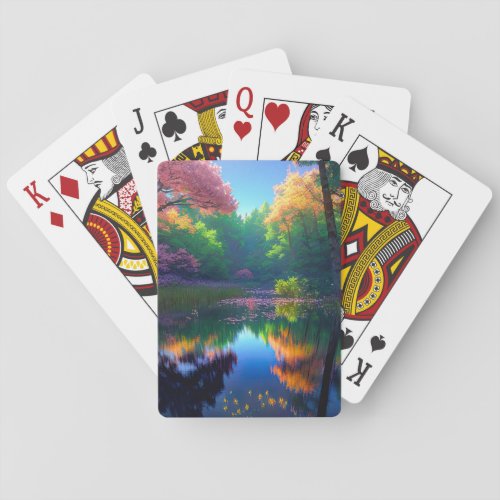 Reflections of the Charming Forest Poker Cards