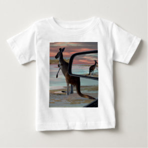"Reflections of the Wild: A Kangaroo on the Beach  Baby T-Shirt