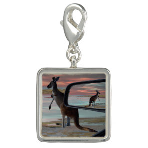 "Reflections of the Wild: A Kangaroo on the Beach  Charm
