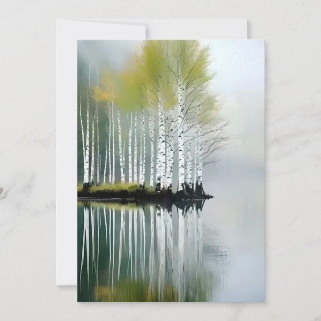 Reflections Of Trees In Acrylics Holiday Card (Front)