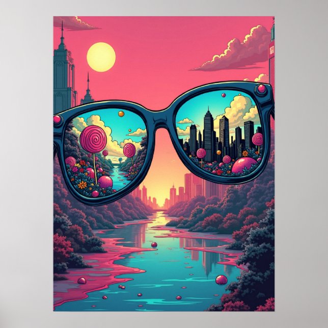 Reflections of Two Worlds : Pop Art Sunglasses Poster (Front)