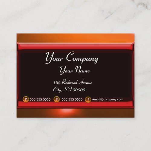 REFLECTIONS RED ORANGE AGATE GEM Monogram  Business Card