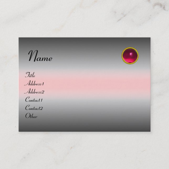 REFLECTIONS RUBY MONOGRAM, grey white pink Business Card (Front)