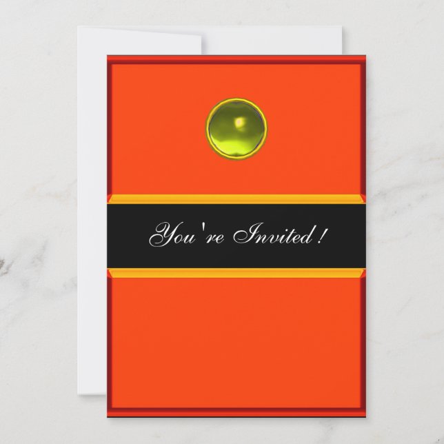 REFLECTIONS  TOPAZ , black yellow orange Invitation (Front)