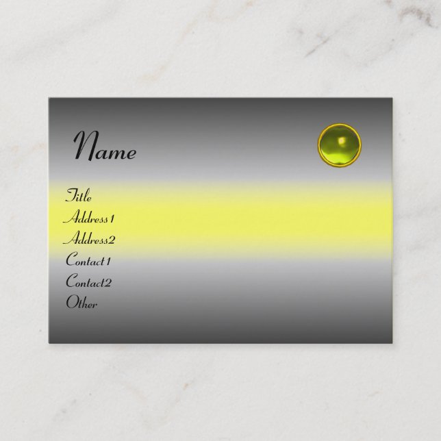 REFLECTIONS  TOPAZ  MONOGRAM, grey white yellow Business Card (Front)