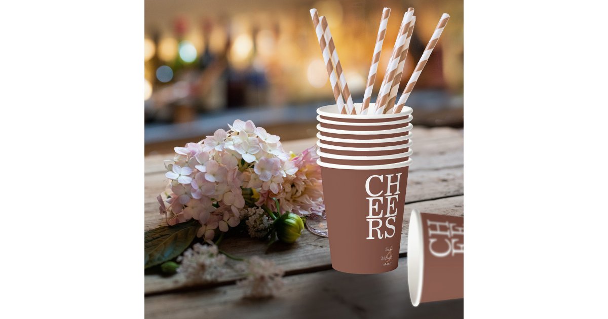 Reflections Wedding Cheers Clay ID774 Paper Cups | Zazzle