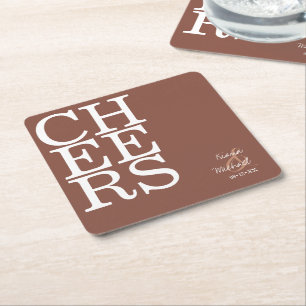 Reflections Wedding Cheers Clay ID774 Square Paper Coaster