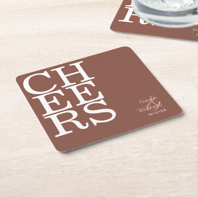 Reflections Wedding Cheers Clay ID774 Square Paper Coaster (Angled)