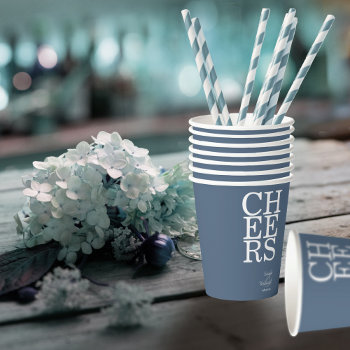 Reflections Wedding Cheers Dusty Blue Id774 Paper Cups by arrayforhome at Zazzle