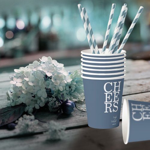 Reflections Wedding Cheers Dusty Blue ID774 Paper Cups