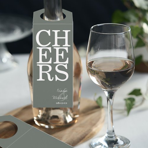 Reflections Wedding Cheers Sage Green ID774 Bottle Hanger Tag