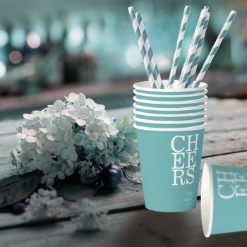 Reflections Wedding Cheers Teal Id774 Paper Cups by arrayforhome at Zazzle