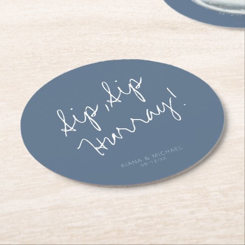 Reflections Wedding Hurray Dusty Blue ID774 Round Paper Coaster