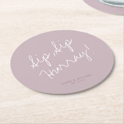 Reflections Wedding Hurray Mauve ID774 Round Paper Coaster