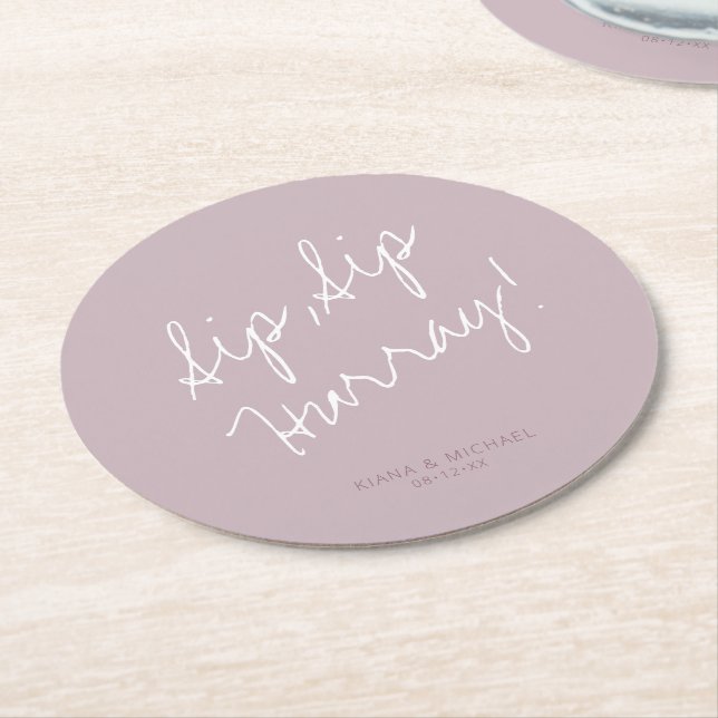 Reflections Wedding Hurray Mauve ID774 Round Paper Coaster (Angled)