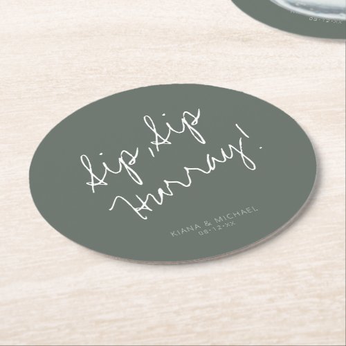 Reflections Wedding Hurray Sage Green ID774 Round Paper Coaster