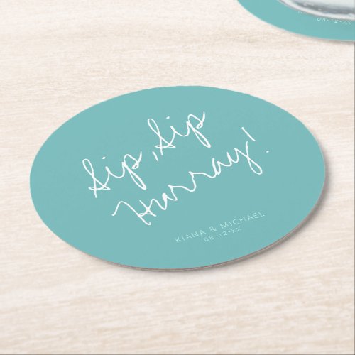Reflections Wedding Hurray Teal ID774 Round Paper Coaster
