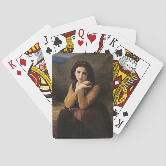 Reflective Beauty (Mignon Pensive) 1869 Bouguereau Poker Cards (Back)