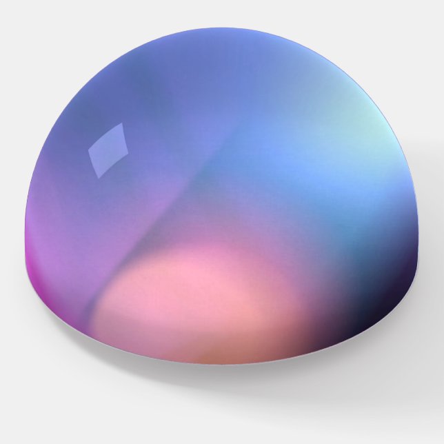 Reflective Blue Pink Glass Paperweight (Angled)