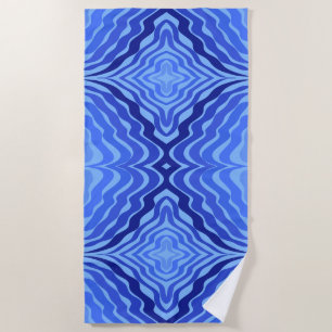 Reflective Blue Waves Modern Abstract Design Art Beach Towel