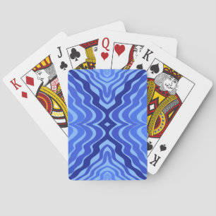Reflective Blue Waves Modern Abstract Design Art Poker Cards