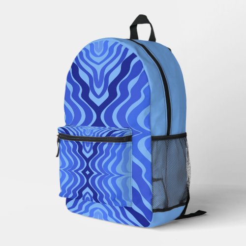 Reflective Blue Waves Modern Abstract Design Art Printed Backpack
